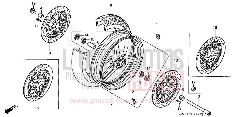 VORDERRAD von Super Blackbird CANDY GLORY RED-U (R101) von 1999